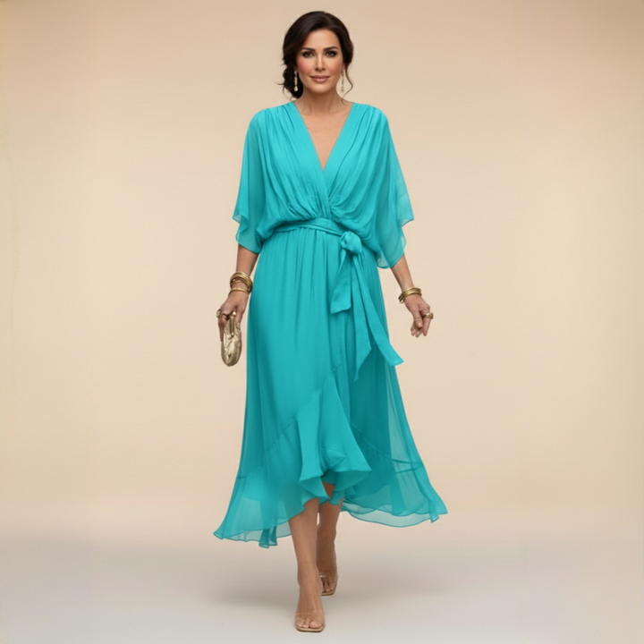 Elegantes fließendes Midi Kleid mit lockerem Schnitt