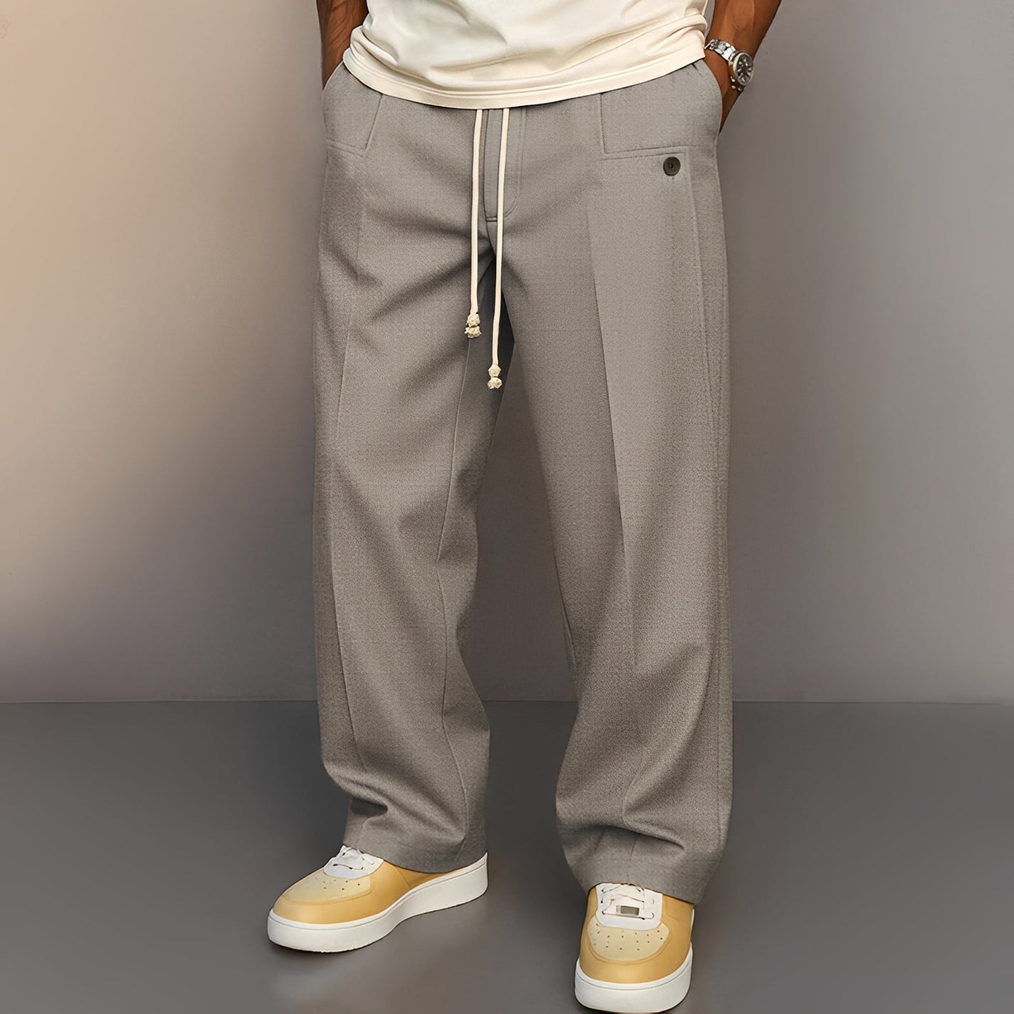 Herren Hose mit geradem Verlauf und markanten Merkmalen