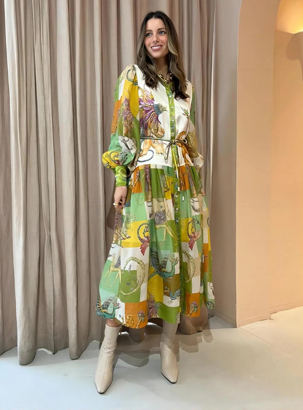 Langes Kleid mit Polokragen Damen
