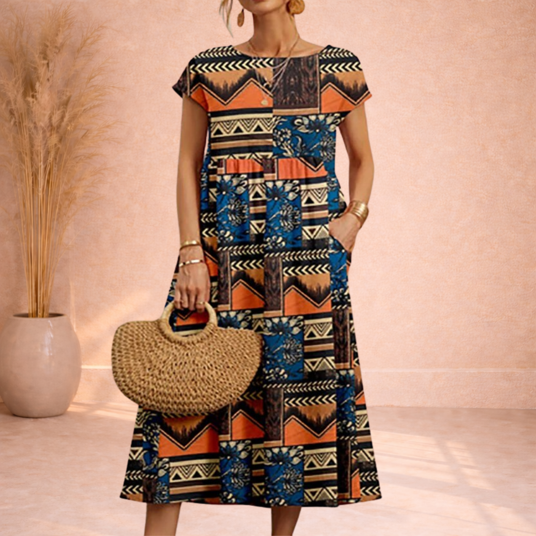 Langes Vintage Maxikleid für Damen