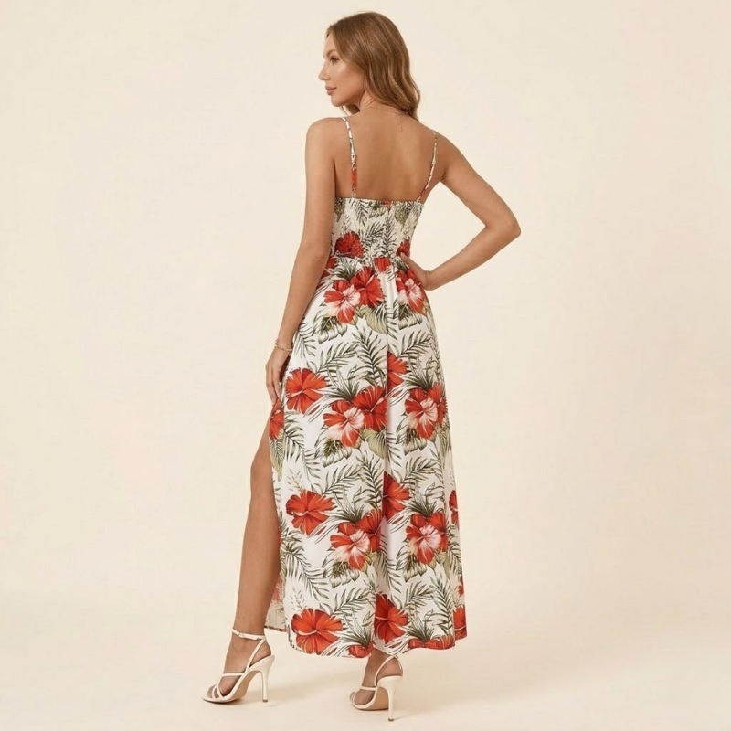 Langes Maxikleid mit schmalen Trägern