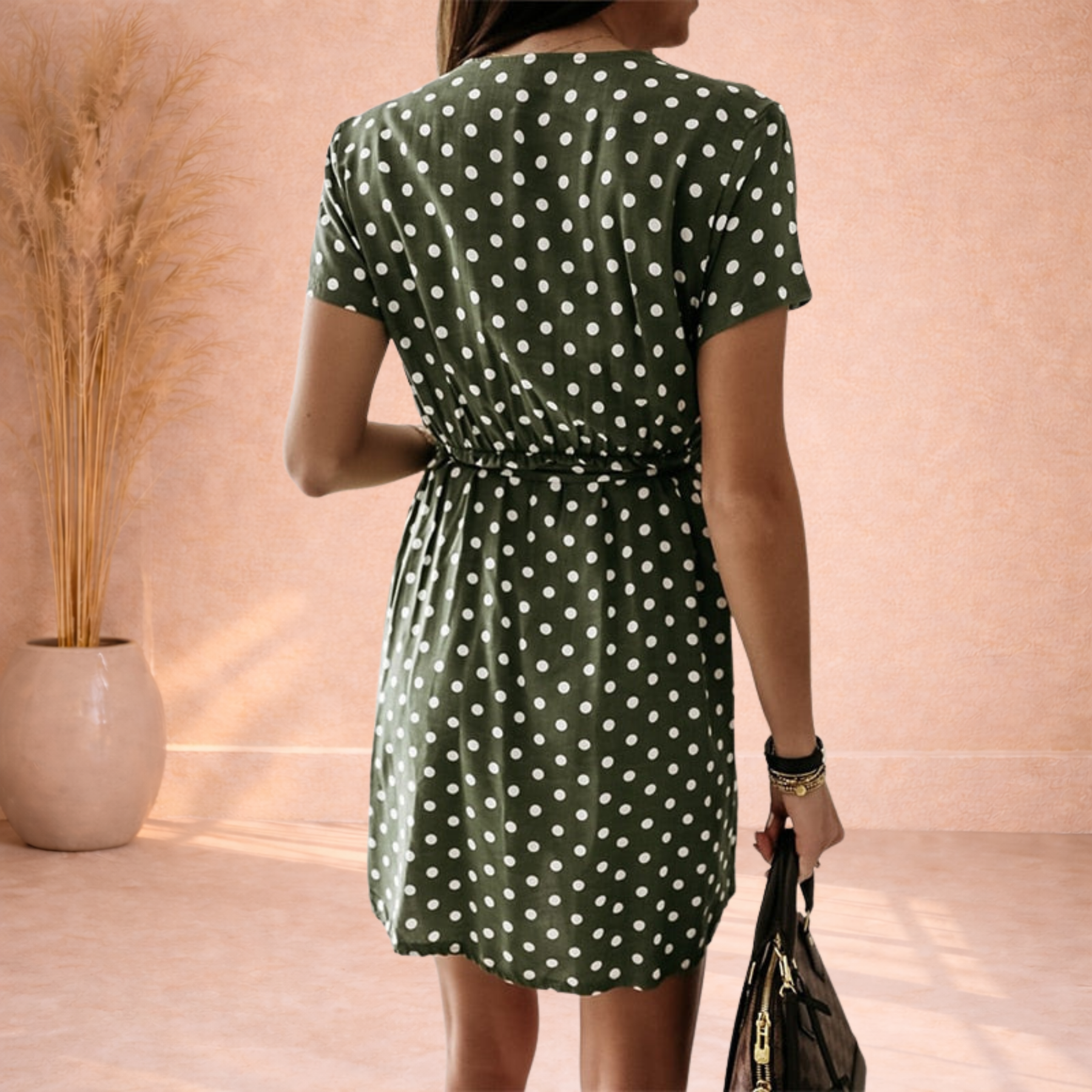 Kurzes Wickelkleid mit Punkte Muster