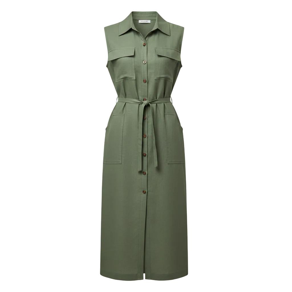 Ärmelloses Kleid mit Knopfleiste für Frauen