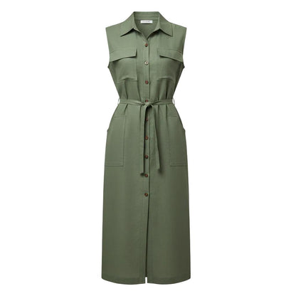 Ärmelloses Kleid mit Knopfleiste für Frauen