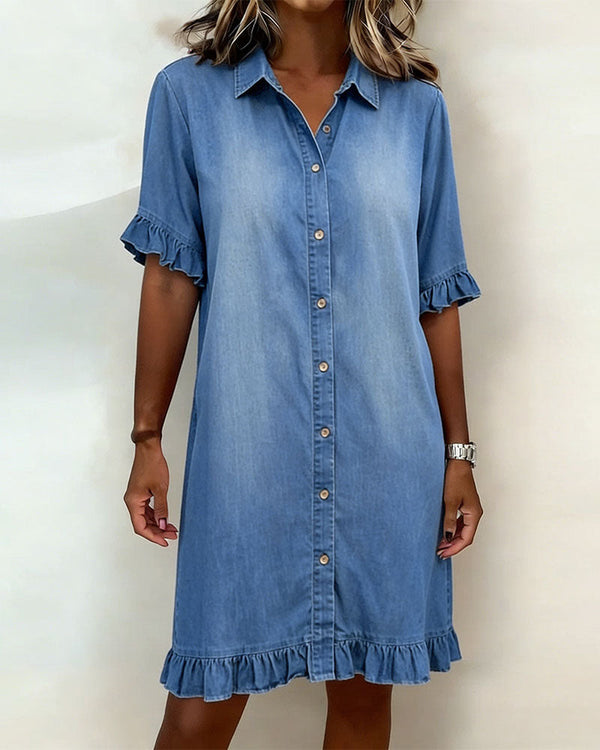 Kleid mit Knöpfen und kurzen Ärmeln für Frauen