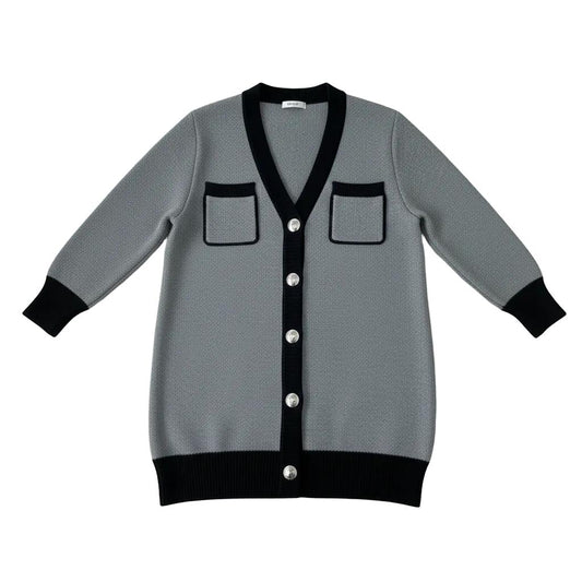 Kurze Strickjacke mit Kontrastbesatz für Frauen