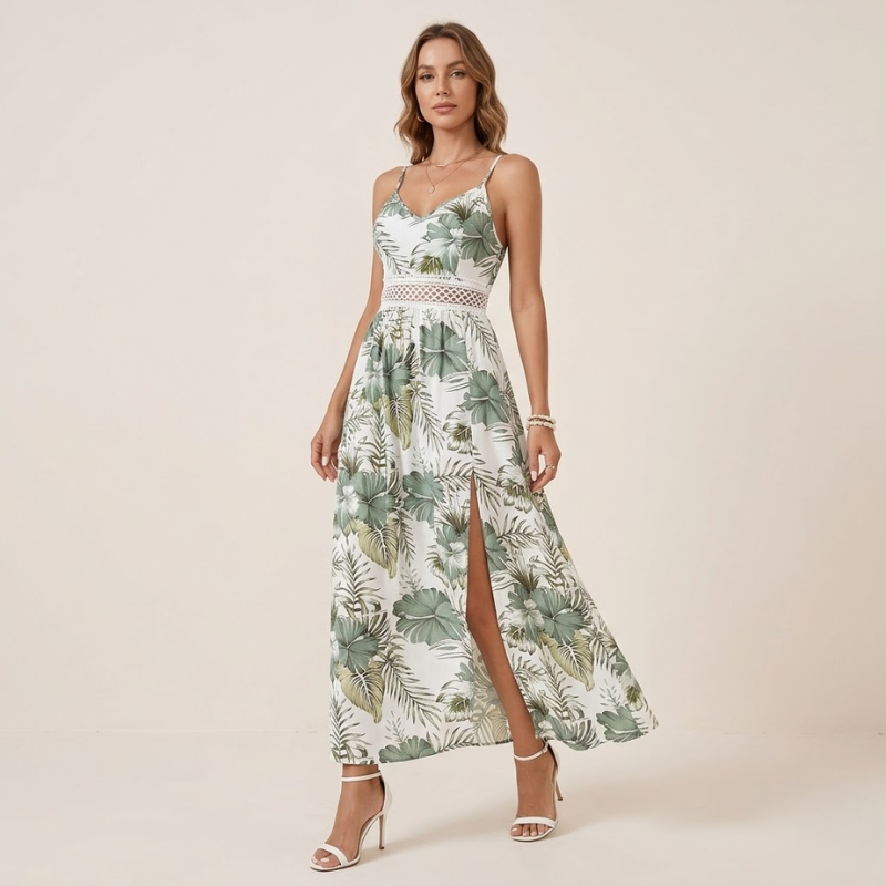 Langes Maxikleid mit schmalen Trägern