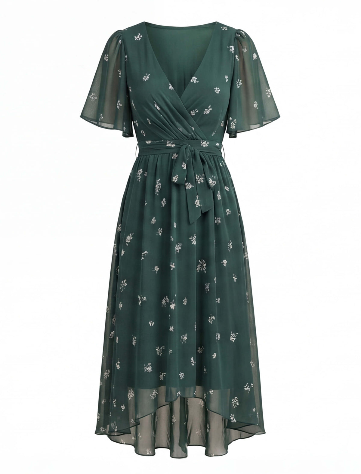 Geblümtes Midikleid mit kurzen Ärmeln