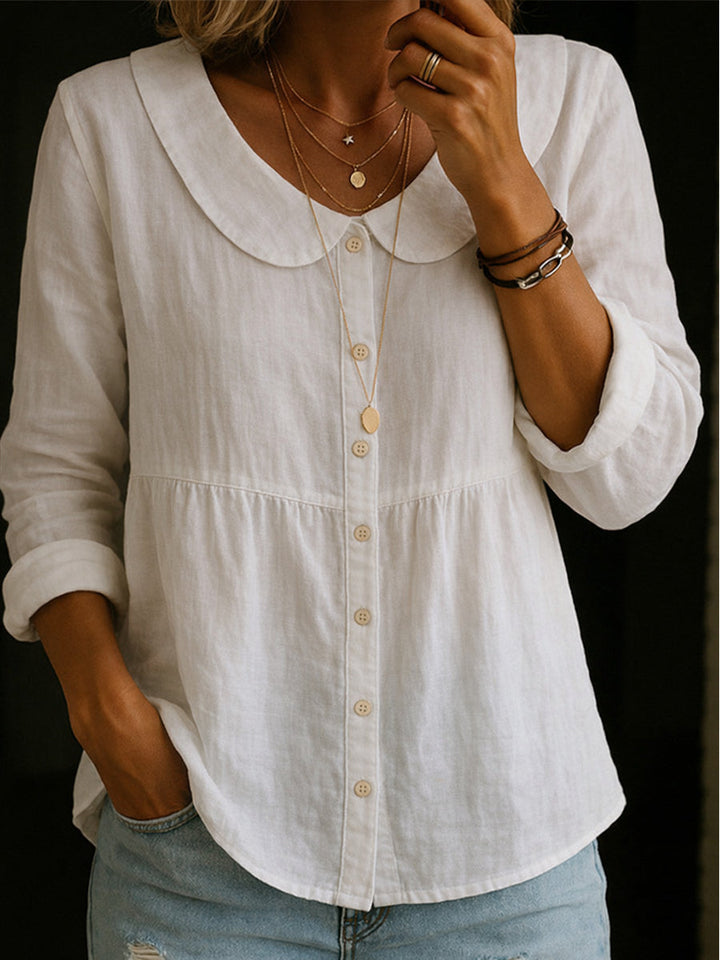 Damenbluse mit rundem Kragen und Ärmeln