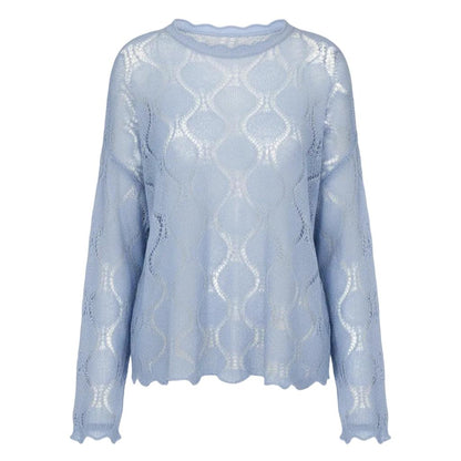 Strukturierter Wellenstrickpullover für Frauen