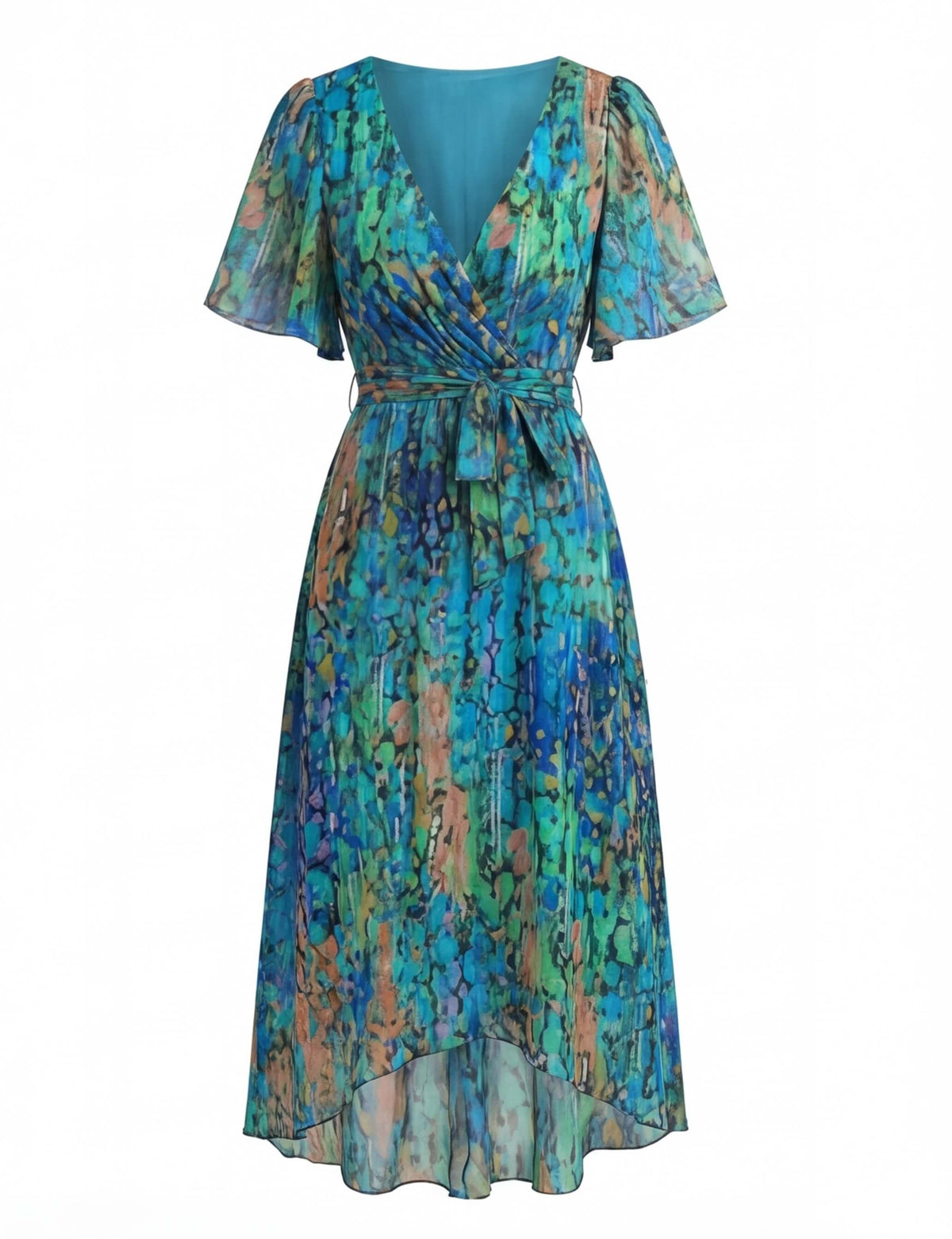 Geblümtes Midikleid mit kurzen Ärmeln