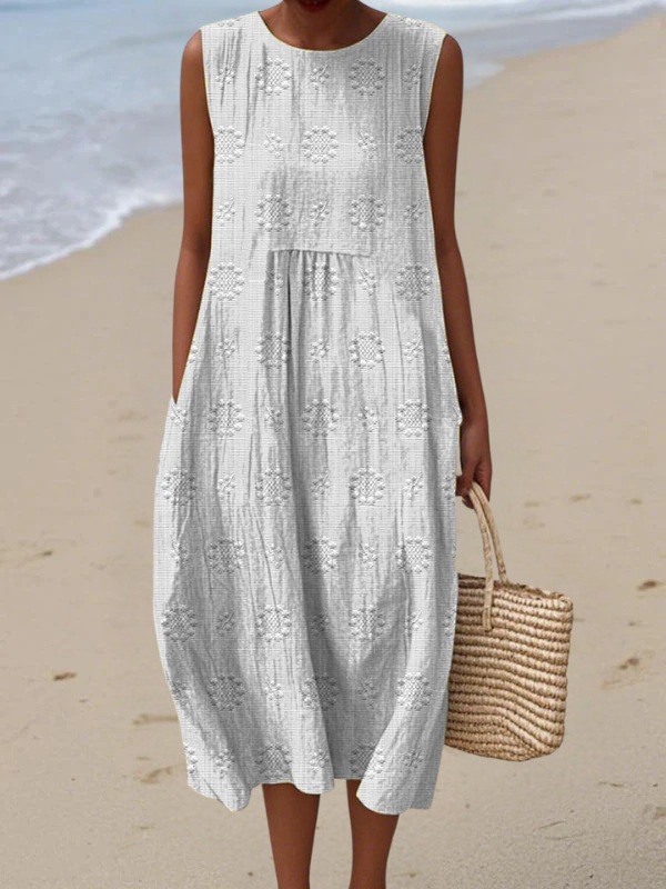 Titel Langes Sommerkleid ohne Ärmel mit lockerer Form