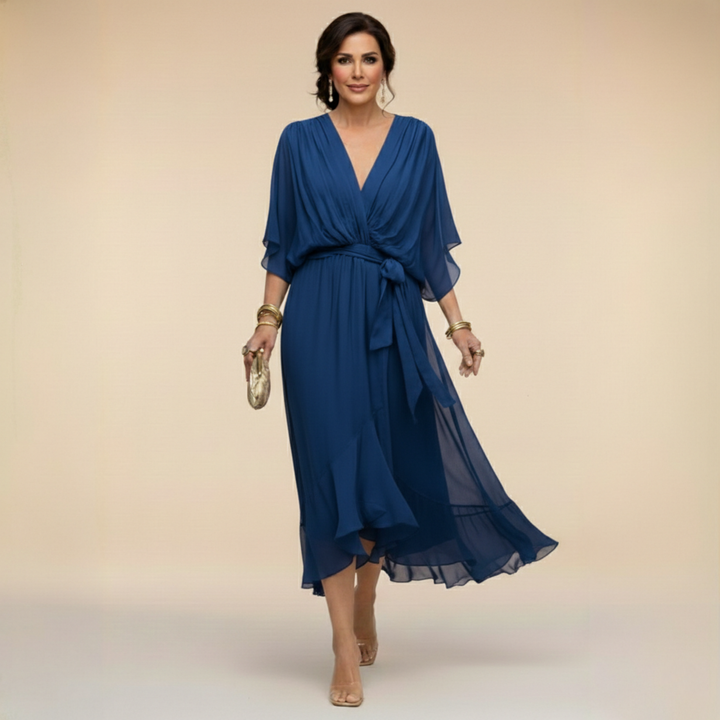 Elegantes fließendes Midi Kleid mit lockerem Schnitt