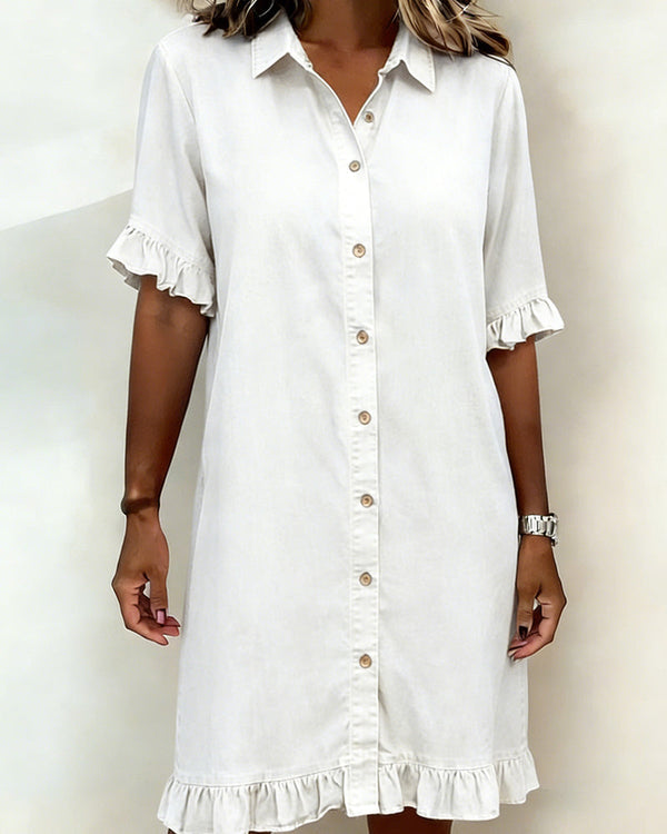 Kleid mit Knöpfen und kurzen Ärmeln für Frauen
