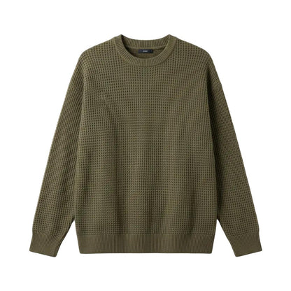 Waffelstrickpullover mit Rundhalsausschnitt für Männer