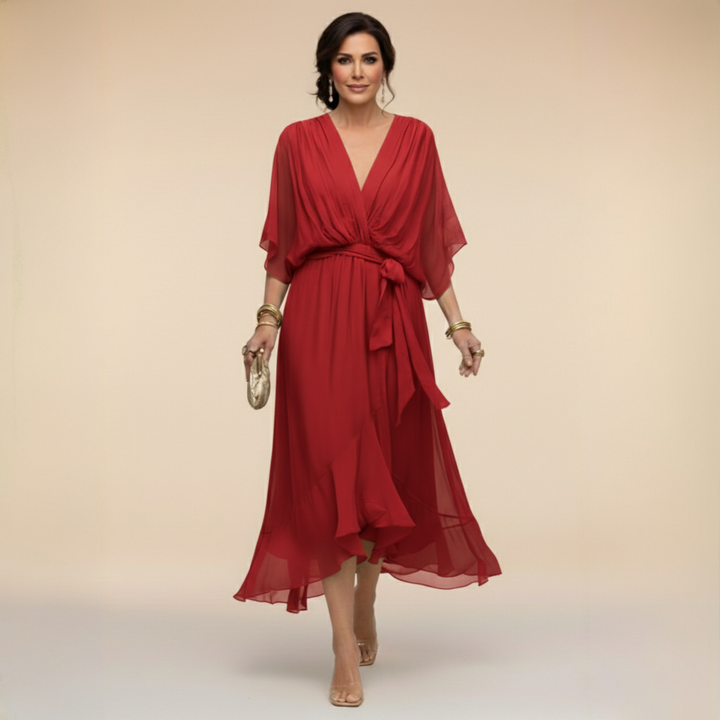 Elegantes fließendes Midi Kleid mit lockerem Schnitt