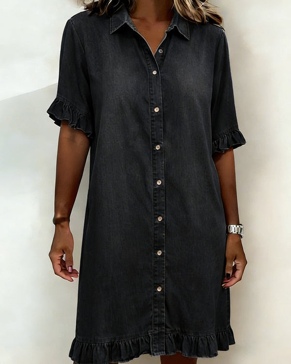Kleid mit Knöpfen und kurzen Ärmeln für Frauen