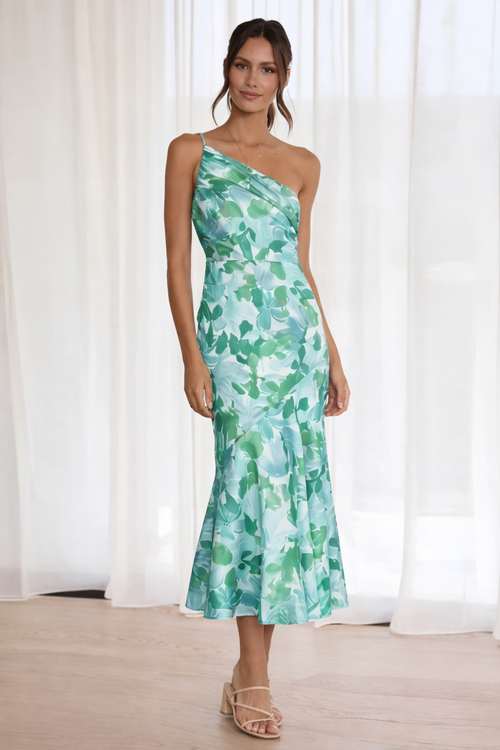 Asymmetrisches Kleid mit floralem Muster zeitgemäß