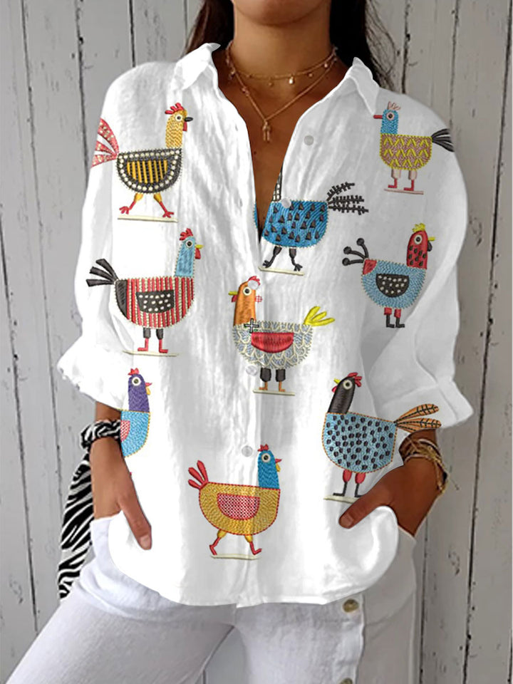 Bluse mit Muster und Knopfleiste