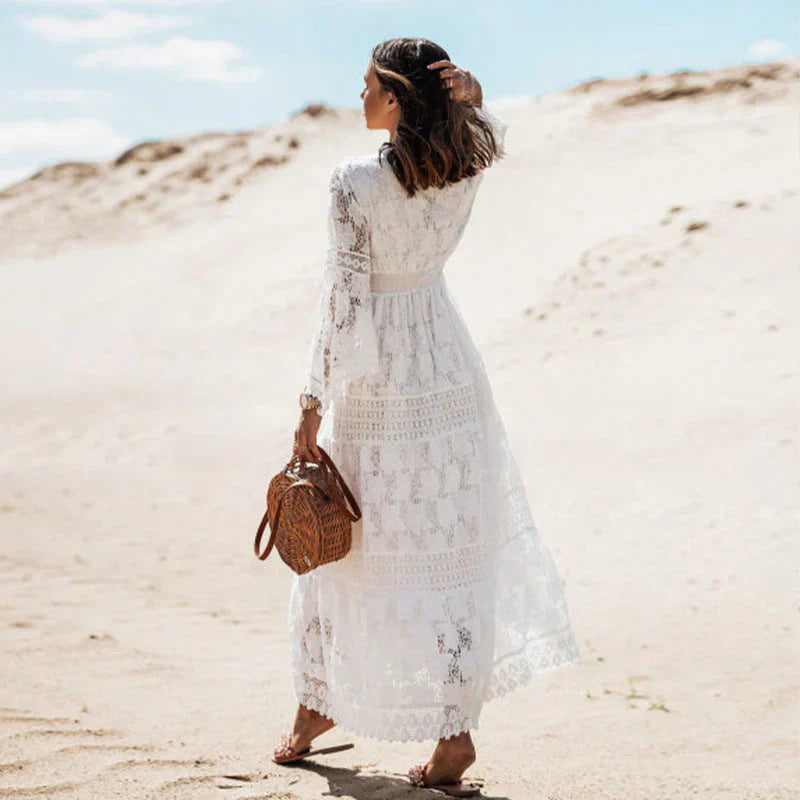 Böhmisches Bodenlanges Kleid mit langen Ärmeln für den Sommer