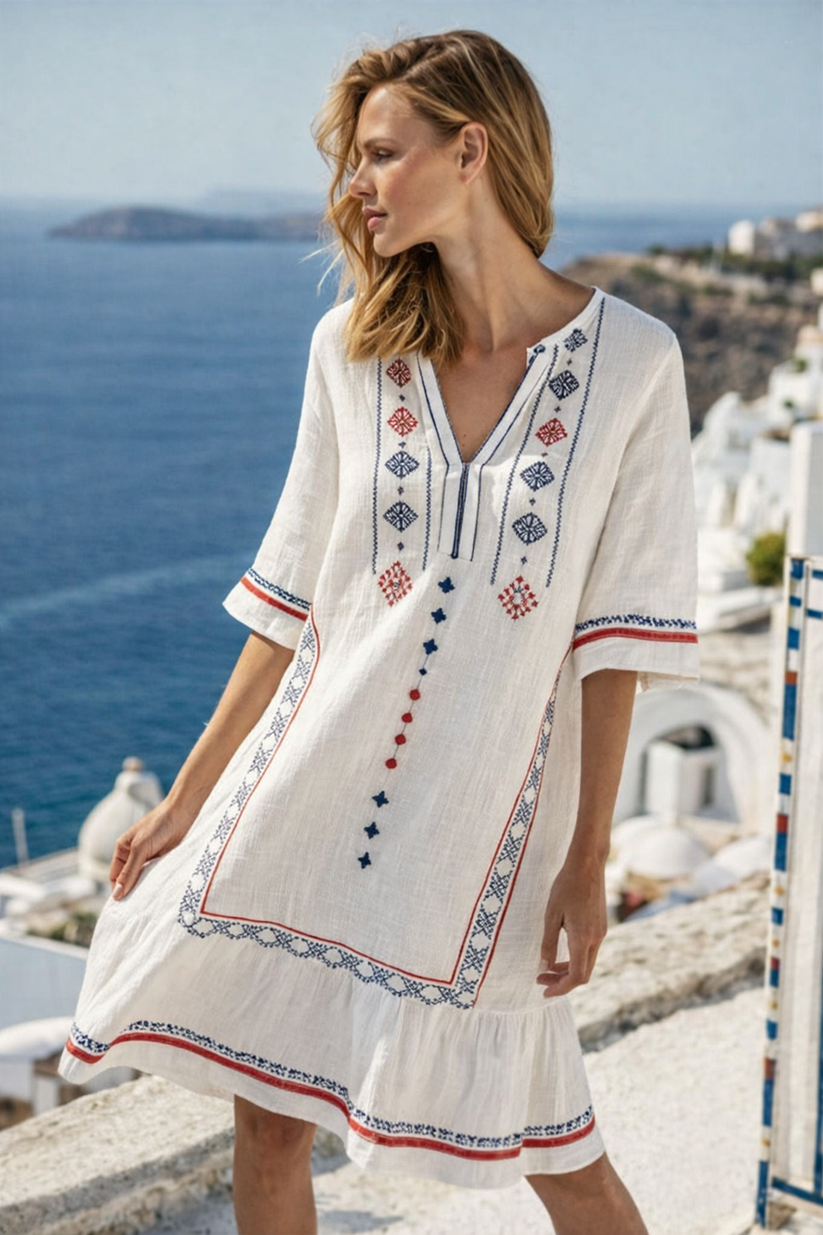 Damen Kurzes Strand Kleid mit lockerer Struktur