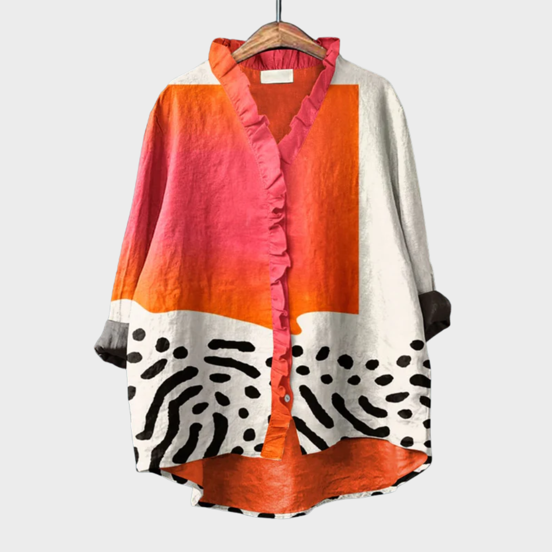 Damen Bluse Mit Muster Und Eleganter Ausstrahlung