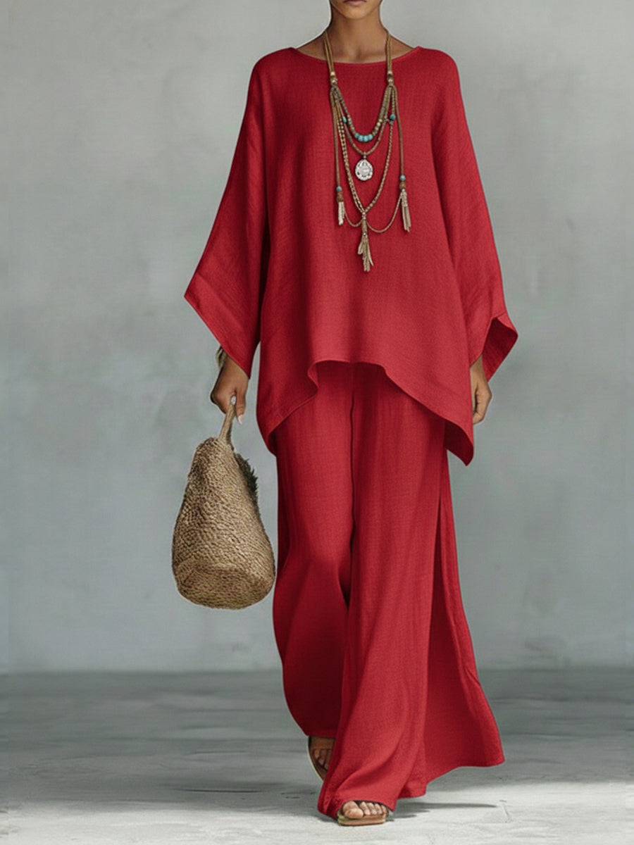 Damen Set mit lockerem Oberteil und weiter Hose