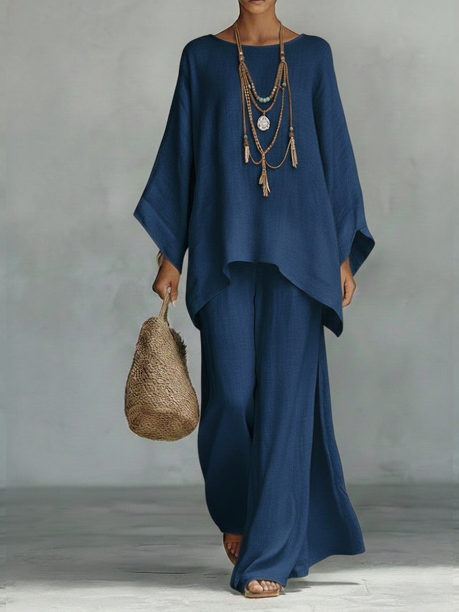 Damen Set mit lockerem Oberteil und weiter Hose