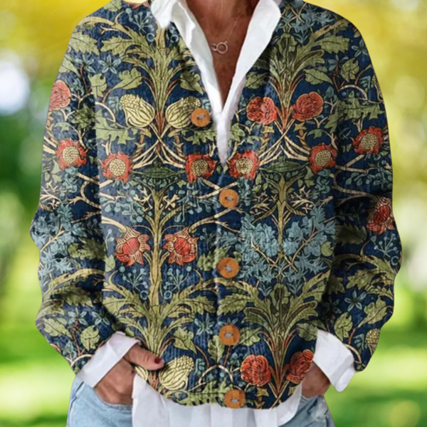 Damen Vintage Strickjacke mit Blumenmuster für Frühjahr