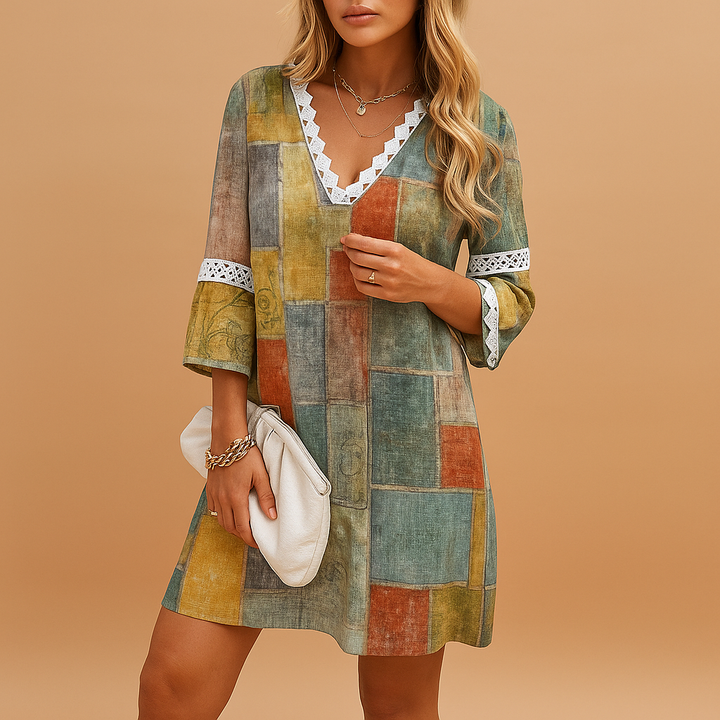 Kurzes Sommerkleid mit Boho Muster