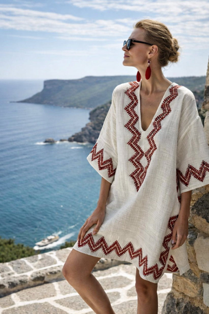 Damen Kurzes Strand Kleid mit lockerer Struktur