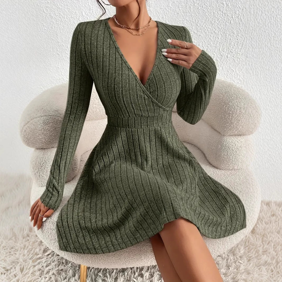 Elegantes Damen Wickelkleid mit langen Ärmeln