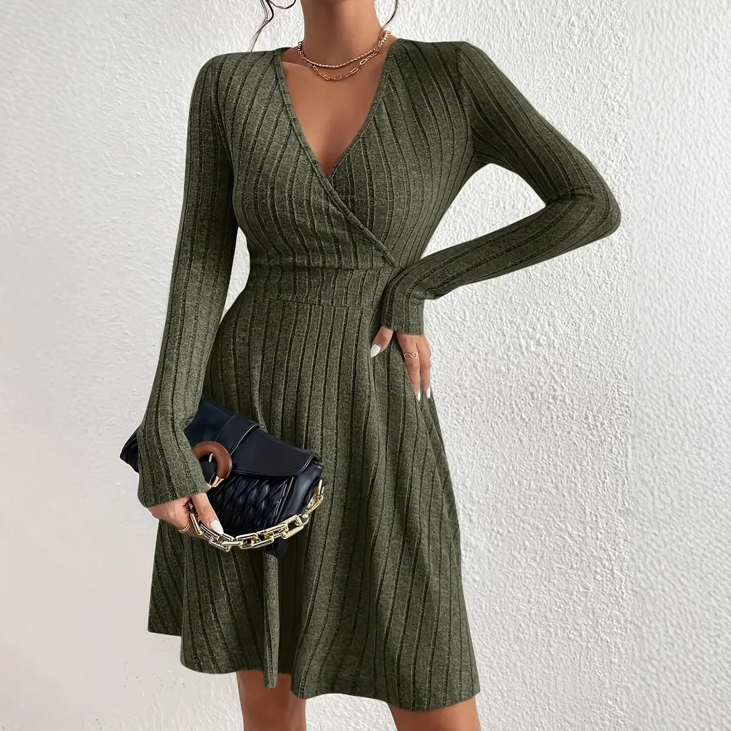 Elegantes Damen Wickelkleid mit langen Ärmeln