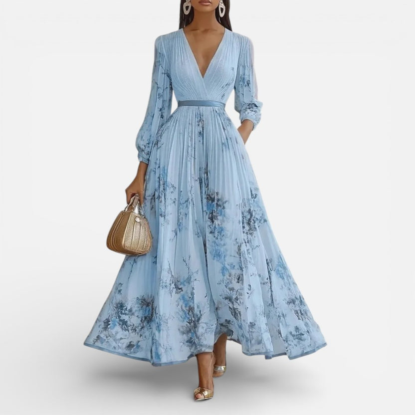 Elegantes Langes Kleid mit Langen Ärmeln