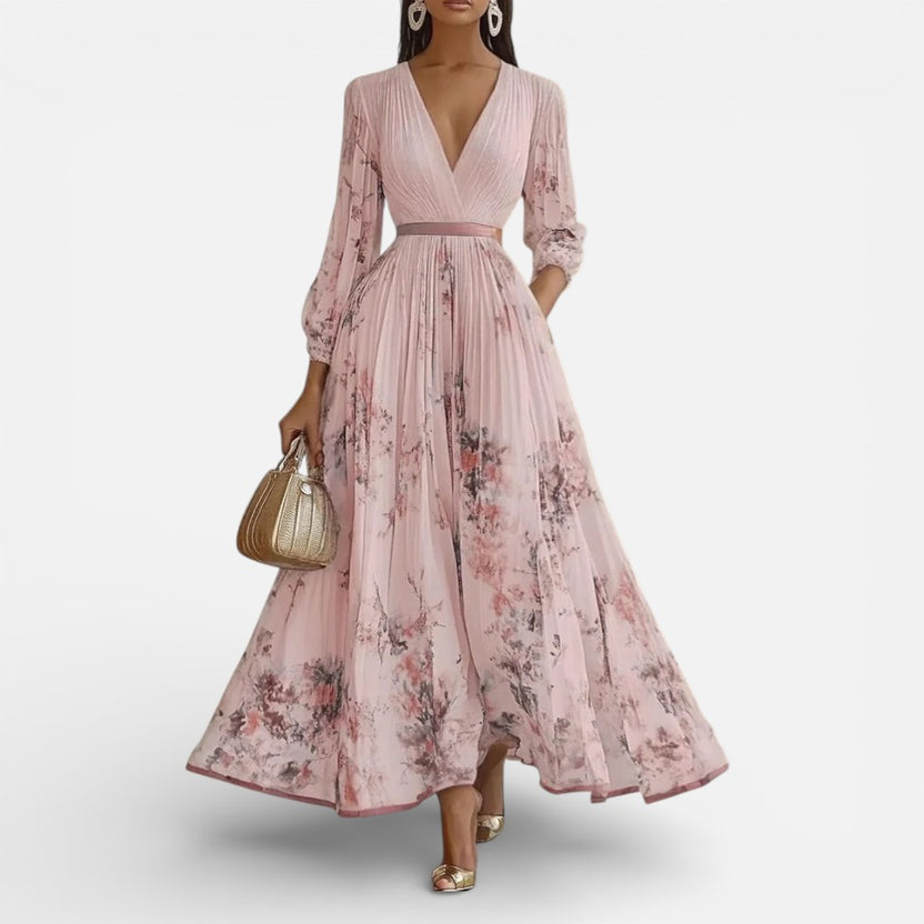 Elegantes Langes Kleid mit Langen Ärmeln