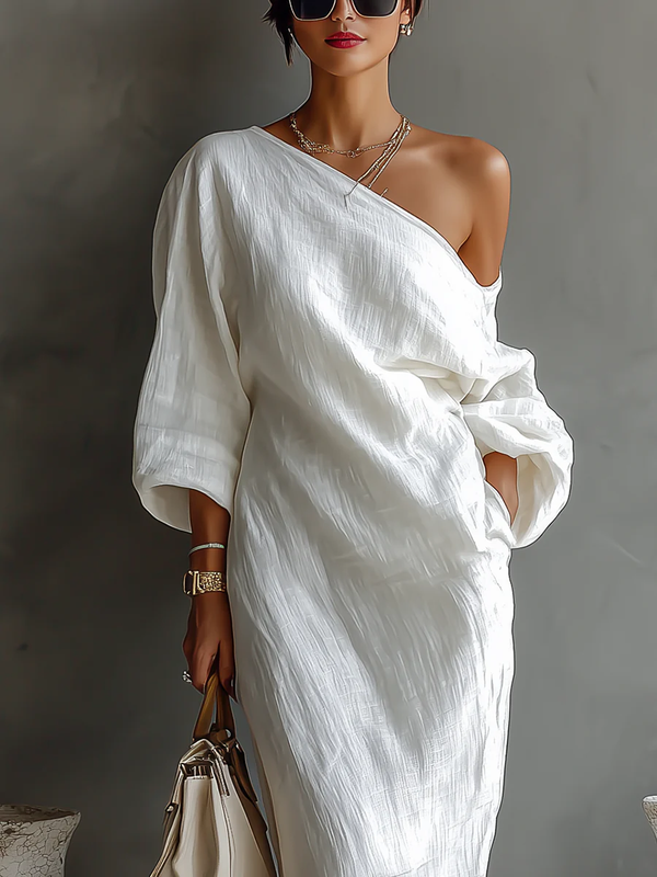 Elegantes bodenlanges Kleid mit einseitiger Schulter