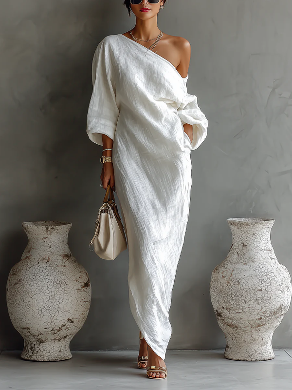 Elegantes bodenlanges Kleid mit einseitiger Schulter