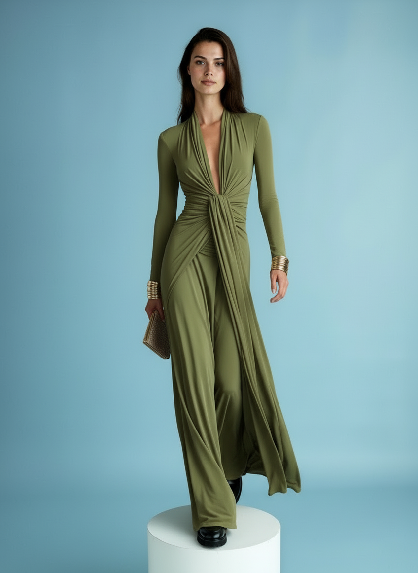 Elegantes langes Kleid mit langen Ärmeln