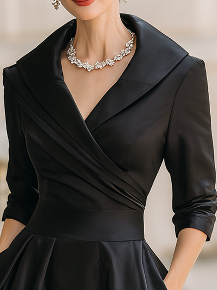 Elegantes Midi Kleid mit V Ausschnitt und A Linie