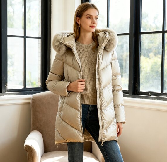 Halblanger Damen-Wintermantel mit eleganter Form