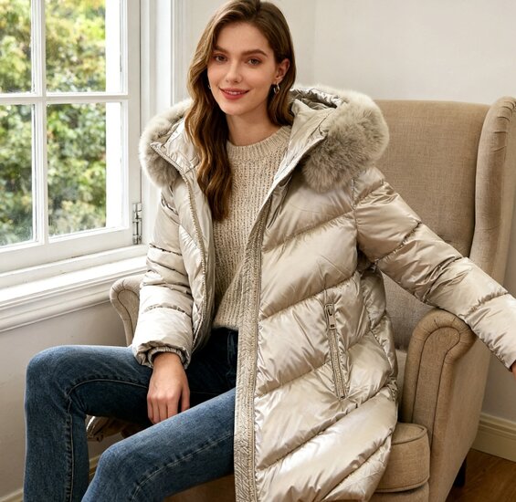 Halblanger Damen-Wintermantel mit eleganter Form
