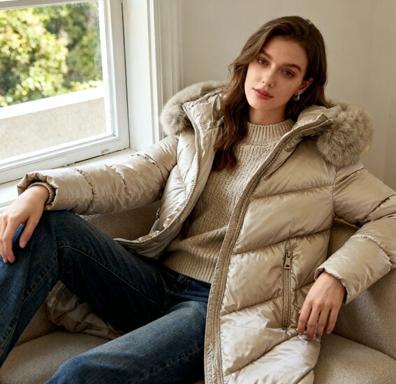 Halblanger Damen-Wintermantel mit eleganter Form
