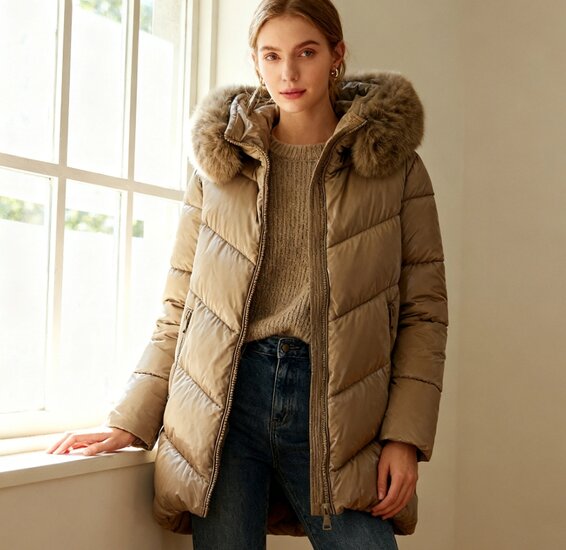 Halblanger Damen-Wintermantel mit eleganter Form