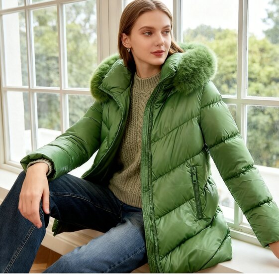 Halblanger Damen-Wintermantel mit eleganter Form