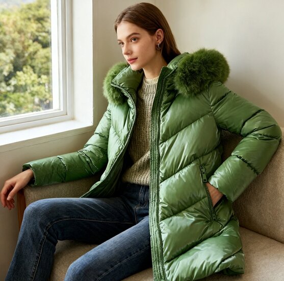 Halblanger Damen-Wintermantel mit eleganter Form