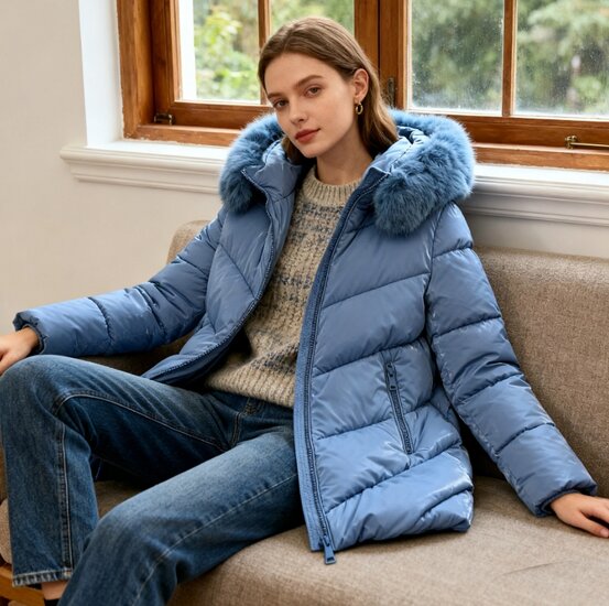 Halblanger Damen-Wintermantel mit eleganter Form