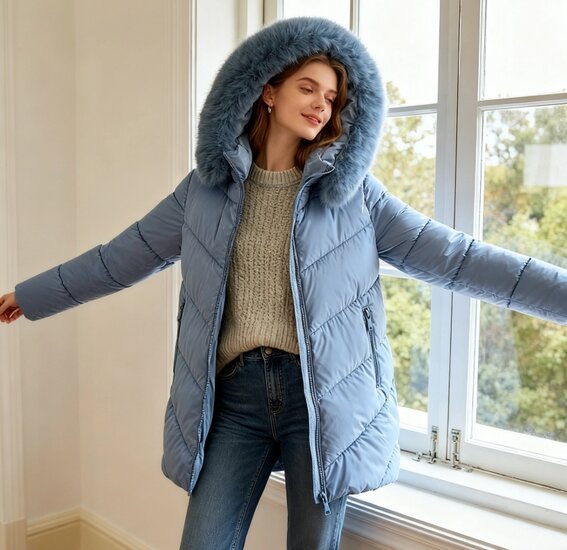 Halblanger Damen-Wintermantel mit eleganter Form