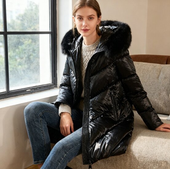 Halblanger Damen-Wintermantel mit eleganter Form