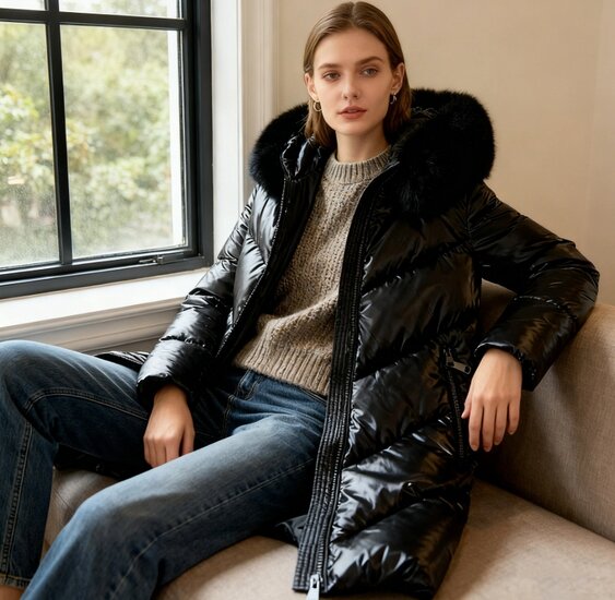 Halblanger Damen-Wintermantel mit eleganter Form