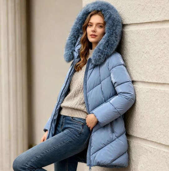 Halblanger Damen-Wintermantel mit eleganter Form